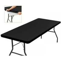 (183 x 76 cm) Schwarze, rechteckige Tischdecke, dehnbar, mit Gummizug, maschinenwaschbar, wasserabweisend und ideal für Garten, Außenbereich, von ALOVEZ