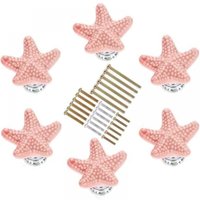 (6 Stück) Möbelknöpfe in Seesternform in verschiedenen Größen, Küchenschrankgriff aus Keramik, für Küchenschrank, Kleiderschrank, Kinderzimmer (Rosa) von ALOVEZ