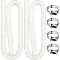 1,5 m langer Poolfilter-Ersatzschlauch mit 4 Metallklemmen für oberirdische Pools, 2er-Pack (transparent) von ALOVEZ