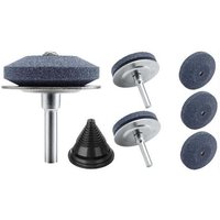 1 Box, 3 Stück Korund-Rasenmäherklingenschärfer, rotierender Schleifstein für Rasenmäherklingen mit Metallhalter und schwarzem Klingenausgleicher für 1 Box, 3 Stück Korund-Rasenmäherklingenschärfer, rotierender Schleifstein für Rasenmäherklingen mit Metallhalter und schwarzem Klingenausgleicher für von ALOVEZ