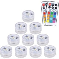 10 Mini-Tauch-LED-Leuchten, ALED LIGHT, wasserdichte Unterwasserlampe, RGB, mehrfarbige LED-Kerzenbeleuchtung mit 2 Fernbedienungen für Schwimmbad, 10 Mini-Tauch-LED-Leuchten, ALED LIGHT, wasserdichte Unterwasserlampe, RGB, mehrfarbige LED-Kerzenbeleuchtung mit 2 Fernbedienungen für Schwimmbad, von ALOVEZ