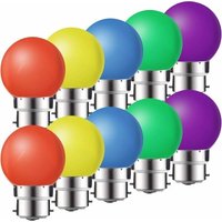 10er-Pack B22 2W LED-Glühbirnen, energiesparende farbige Glühbirne, Weihnachtsbirne, Lichterkette Rot, Gelb, Blau, Grün, Lila, (entspricht 20W) von ALOVEZ