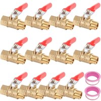 Alovez - 12-teiliges 1/4-Zoll-Mini-Kugelhahn-Set, Absperrventile aus Messing mit rotem Griff, 2 Rollen Dichtungsband im Lieferumfang enthalten, ideal Alovez - 12-teiliges 1/4-Zoll-Mini-Kugelhahn-Set, Absperrventile aus Messing mit rotem Griff, 2 Rollen Dichtungsband im Lieferumfang enthalten, ideal von ALOVEZ