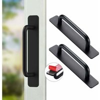 147 mm (schwarz) ， 2 Stück selbstklebende Möbelgriffe, selbstklebende Griffe aus Aluminium, Schiebetürgriffe, Schubladengriffe für Küchenschrank und von ALOVEZ