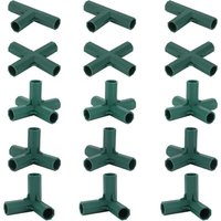 15 Stück Gewächshaus-Rahmenverbinder, Gartenrahmen-Eckverbinder, 16 mm Propellerstange, 5 Arten, robuste, stabile Halterung für Gewächshaus von ALOVEZ
