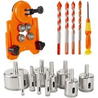 15-teiliges Diamant-Fliesenbohrer-Set – Lochsägen-Set mit verstellbarer Lochsägenführung und ultimativen Dreiecksbohrern für Fliesen, Keramik, Glas, von ALOVEZ