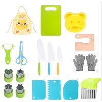 19-teiliges Küchenmesser-Set für Kinder, Sicherheitsmesser-Set zum Schneiden von Obst oder Gemüse, gezahnte Messer, Schneidebretter und anderes 19-teiliges Küchenmesser-Set für Kinder, Sicherheitsmesser-Set zum Schneiden von Obst oder Gemüse, gezahnte Messer, Schneidebretter und anderes von ALOVEZ
