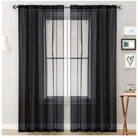1PC Schwarze Gardinen Wohnzimmer Rod Pocket Fenster Vorhänge Panels Schlafzimmer Semi Sheer Voile Vorhänge von ALOVEZ