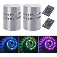 2 Stück 3 W Wandleuchte für den Innenbereich, Aluminium, LED, RGB, Spirallampe, buntes dimmbares Licht mit Fernbedienung, LED-Downlight, moderne 2 Stück 3 W Wandleuchte für den Innenbereich, Aluminium, LED, RGB, Spirallampe, buntes dimmbares Licht mit Fernbedienung, LED-Downlight, moderne von ALOVEZ