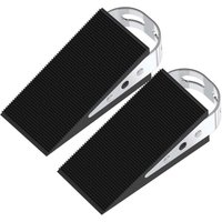 2 Stück Gummi-Türkeil, Türstopper, mobiler Türstopper, Türschutz, schwarz, rutschfester Gummikeil mit Edelstahlhalterungen, kratzfester Keil von ALOVEZ