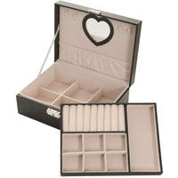 Alovez - 2-stöckige Schmuckaufbewahrungsbox mit Spiegel, Präsentationsständer für Ringe, Ohrringe, Halsketten und Armbänder Alovez - 2-stöckige Schmuckaufbewahrungsbox mit Spiegel, Präsentationsständer für Ringe, Ohrringe, Halsketten und Armbänder von ALOVEZ