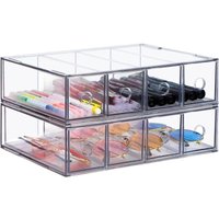 2-teiliger Schubladen-Organizer mit 8 Fächern, stapelbare Box, Schreibtisch-Organizer mit herausnehmbarer Schublade, multifunktionale 2-teiliger Schubladen-Organizer mit 8 Fächern, stapelbare Box, Schreibtisch-Organizer mit herausnehmbarer Schublade, multifunktionale von ALOVEZ