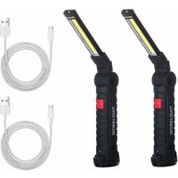 2 x Lampe de Travail COB Baladeuse LED Rechargeable Lampe Atelier COB Torche Lampe de Poche Lampe de Travail Baladeuse LED avec Base Magnétique Lampe von ALOVEZ