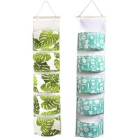 Alovez - 2er-Pack Hängeaufbewahrungstaschen zum Aufhängen über der Tür, wasserdichter Wand-Organizer aus Leinenstoff, stilvoller Halter von ALOVEZ