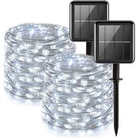 [2er-Pack] Solar-Lichterkette für den Außenbereich, 100 Stück, wasserdichte LED-Solar-Lichterkette, 12 m, 8 Muster, Kupferdraht, Lichterkette für von ALOVEZ