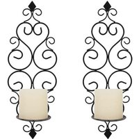 2er Set Kerzenhalter Teelichthalter Wandmontierter Metallkerzenhalter, Kerzenhalter für Wand Schlafzimmer Badezimmer Wohnzimmer Dekoration, Schwarz 2er Set Kerzenhalter Teelichthalter Wandmontierter Metallkerzenhalter, Kerzenhalter für Wand Schlafzimmer Badezimmer Wohnzimmer Dekoration, Schwarz von ALOVEZ