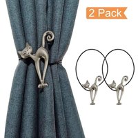 2er-Set Kreativer Magnetischer Raffhalter für moderne Vorhänge Katze, Silber von ALOVEZ