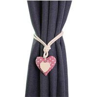 Alovez - 2er-Set Vorhang-Raffhalter mit Magnetverschluss, reine Baumwolle, Länge 55 cm, rosa Herzmuster von ALOVEZ