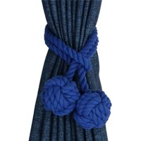 Alovez - 2er-Set handgeflochtene Vorhang-Raffhalter mit Doppelkugel-Quaste aus Baumwollseil – Blau Alovez - 2er-Set handgeflochtene Vorhang-Raffhalter mit Doppelkugel-Quaste aus Baumwollseil – Blau von ALOVEZ