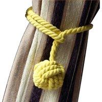 2er-Set handgeflochtene Vorhang-Raffhalter mit einzelner Kugelquaste aus Baumwollseil – Gelb 2er-Set handgeflochtene Vorhang-Raffhalter mit einzelner Kugelquaste aus Baumwollseil – Gelb von ALOVEZ