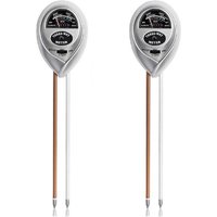 3-in-1-Bodentester, 2-teiliges Feuchtigkeits-/Licht-/pH-Messgerät, Bodentest-Set für Pflanzen und Blumen (keine Batterien erforderlich), Silber von ALOVEZ