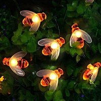 [30 LED] Solar-Gartenleuchten, Lichterkette in Bienenform, 6,5 m, 8 Modi, Gartenbeleuchtung für Weihnachten (Warmweiß) von ALOVEZ