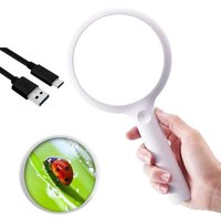 30x 60x Leselupe mit 33 LEDs, LED-Lupe, riesige englische Lupe, USB wiederaufladbar, für Senioren, weiß 30x 60x Leselupe mit 33 LEDs, LED-Lupe, riesige englische Lupe, USB wiederaufladbar, für Senioren, weiß von ALOVEZ