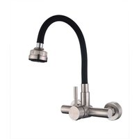 360°-Küchenarmatur zur Wandmontage mit Vierfunktionsbrause, mit schwarzem Silikonschlauch, gebürsteter Edelstahl 360°-Küchenarmatur zur Wandmontage mit Vierfunktionsbrause, mit schwarzem Silikonschlauch, gebürsteter Edelstahl von ALOVEZ