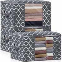 3er-Pack große Aufbewahrungstaschen für Decken, Kleidung, Bettwäsche, Bettdecken, 100 l, faltbarer Organizer mit verstärktem Griff, transparentem 3er-Pack große Aufbewahrungstaschen für Decken, Kleidung, Bettwäsche, Bettdecken, 100 l, faltbarer Organizer mit verstärktem Griff, transparentem von ALOVEZ