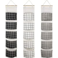3er-Pack hängende Aufbewahrungstaschen mit 5 Taschen, Aufbewahrungstasche aus Stoff zur Wandmontage 3er-Pack hängende Aufbewahrungstaschen mit 5 Taschen, Aufbewahrungstasche aus Stoff zur Wandmontage von ALOVEZ