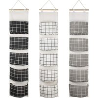 3er-Pack hängende Aufbewahrungstaschen mit 5 Taschen, Aufbewahrungstasche aus Stoff zur Wandmontage 3er-Pack hängende Aufbewahrungstaschen mit 5 Taschen, Aufbewahrungstasche aus Stoff zur Wandmontage von ALOVEZ