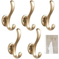 5 Stück Haken und Kleiderhaken für Zuhause, goldene Kleiderhaken für den Eingangsbereich, Wandgarderobe aus Aluminium, Wandhaken für Garderobe mit 5 Stück Haken und Kleiderhaken für Zuhause, goldene Kleiderhaken für den Eingangsbereich, Wandgarderobe aus Aluminium, Wandhaken für Garderobe mit von ALOVEZ