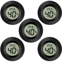 5er-Pack digitales LCD-Hygrometer-Thermometer, Temperaturanzeige für Luftbefeuchter, Luftentfeuchter, Gewächshaus, Keller, Babyzimmer, rund, schwarz 5er-Pack digitales LCD-Hygrometer-Thermometer, Temperaturanzeige für Luftbefeuchter, Luftentfeuchter, Gewächshaus, Keller, Babyzimmer, rund, schwarz von ALOVEZ