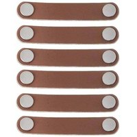 6 Stück Möbelgriffe aus Leder, moderner Türgriff aus Leder, Schubladengriff aus echtem Leder und Aluminiumlegierung, braun, Einzelloch von ALOVEZ