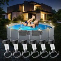 6er-Pack Solarleuchten für den Außenbereich für gerahmte oberirdische Pools, wasserdichtes Poolzubehör, dekorative Nachtlichter für Garten und Pool, 6er-Pack Solarleuchten für den Außenbereich für gerahmte oberirdische Pools, wasserdichtes Poolzubehör, dekorative Nachtlichter für Garten und Pool, von ALOVEZ