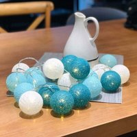 AIDUCHO Tragbare LED-Lichterkette für den Innenbereich, 3,1 m, 20 weiße Wattebällchen, Dekoration von ALOVEZ