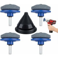 AIDUCHO 4 Stück Universal-Rasenmäher-Klingenschärfer für Handbohrmaschine mit 1 Ausgleichsschärfer für Garten, Hof, Küche, Blau von ALOVEZ