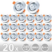 ALOVZE 20x Verstellbare LED Einbaustrahler, 3W Einbaustrahler, Einbaustrahler, Deckenstrahler Einbaustrahler - Kaltweiß von ALOVEZ