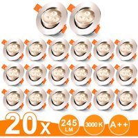 ALOVZE 20x Verstellbare LED Einbaustrahler, 3W Einbaustrahler, Einbaustrahler, Deckenstrahler Einbaustrahler - Warmweiß von ALOVEZ