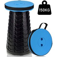 ALOVZE Teleskophocker, leichter kleiner Klapphocker, bis 150 kg belastbar, faltbarer Campingstuhl, Schwarz von ALOVEZ