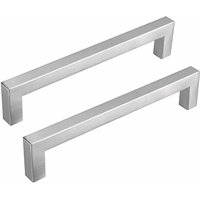 Alovez - 10er-Set Küchenschrankgriffe aus Edelstahl, Küchenschrankgriffe - LSJ12BSS128, Küchengriffe aus gebürstetem Nickel-Silber, Edelstahl, von ALOVEZ