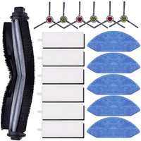 Alovez - 18er-Pack Zubehör für Ecovacs Deebot ozmo U2 DGN22 U2 Pro Roboterstaubsauger, 1 Hauptbürste, 6 Seitenbürsten, 6 HEPA-Filter, 5 Wischtücher von ALOVEZ
