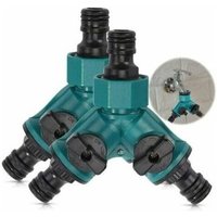 Alovez - 2-Wege-Schlauchverteiler, Bewässerungswasserhahn-Verteiler, Schnellanschluss, Gartenschlauchadapter für 3/4-Zoll-Gartenhahn, von ALOVEZ