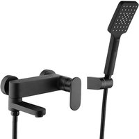 Alovez - Badewannenarmatur mit Handbrause, wandmontierte Badewannenarmatur, schwarzer Badezimmerhahn, Messing-Auslauf um 90° schwenkbar (schwarz) von ALOVEZ