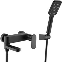 Alovez - Badewannenarmatur mit Handbrause, wandmontierte Badewannenarmatur, schwarzer Badezimmerhahn, Messing-Auslauf um 90° schwenkbar (schwarz) von ALOVEZ