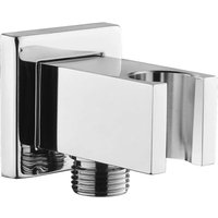 Alovez - Chrom-Schlauchverbinder mit 1,27 cm quadratischem Messing-Duschkopfhalter, Duschbogen mit Halter, Sand-Armatur für Handbrause von ALOVEZ
