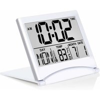 Alovez - Digitaler Reisewecker, faltbarer Kalender, Temperatur-Timer, LCD-Uhr mit Schlummermodus, kompakte große Zahlenanzeige, batteriebetrieben von ALOVEZ