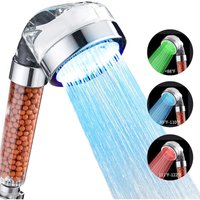 Alovez - Dusche, 3 Farbmodi, ionische Handbrause mit Temperaturänderung, LED-Hochdruckdusche mit austauschbarem Filter für hartes oder weiches Wasser Alovez - Dusche, 3 Farbmodi, ionische Handbrause mit Temperaturänderung, LED-Hochdruckdusche mit austauschbarem Filter für hartes oder weiches Wasser von ALOVEZ