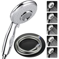 Alovez - Duschkopf + 2 m flexibler Duschschlauch, Duschkopf mit Schlauch, 5 Wassersparmodi und Umschalttaste, Hochdruck-Duschkopf aus Edelstahl von ALOVEZ