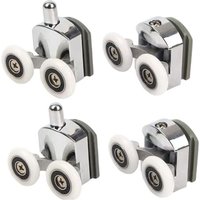 Duschrollen mit doppelter Schiebetür, 4 Stück (2 oben + 2 unten) (23 mm - 2 oben + 2 unten) von ALOVEZ